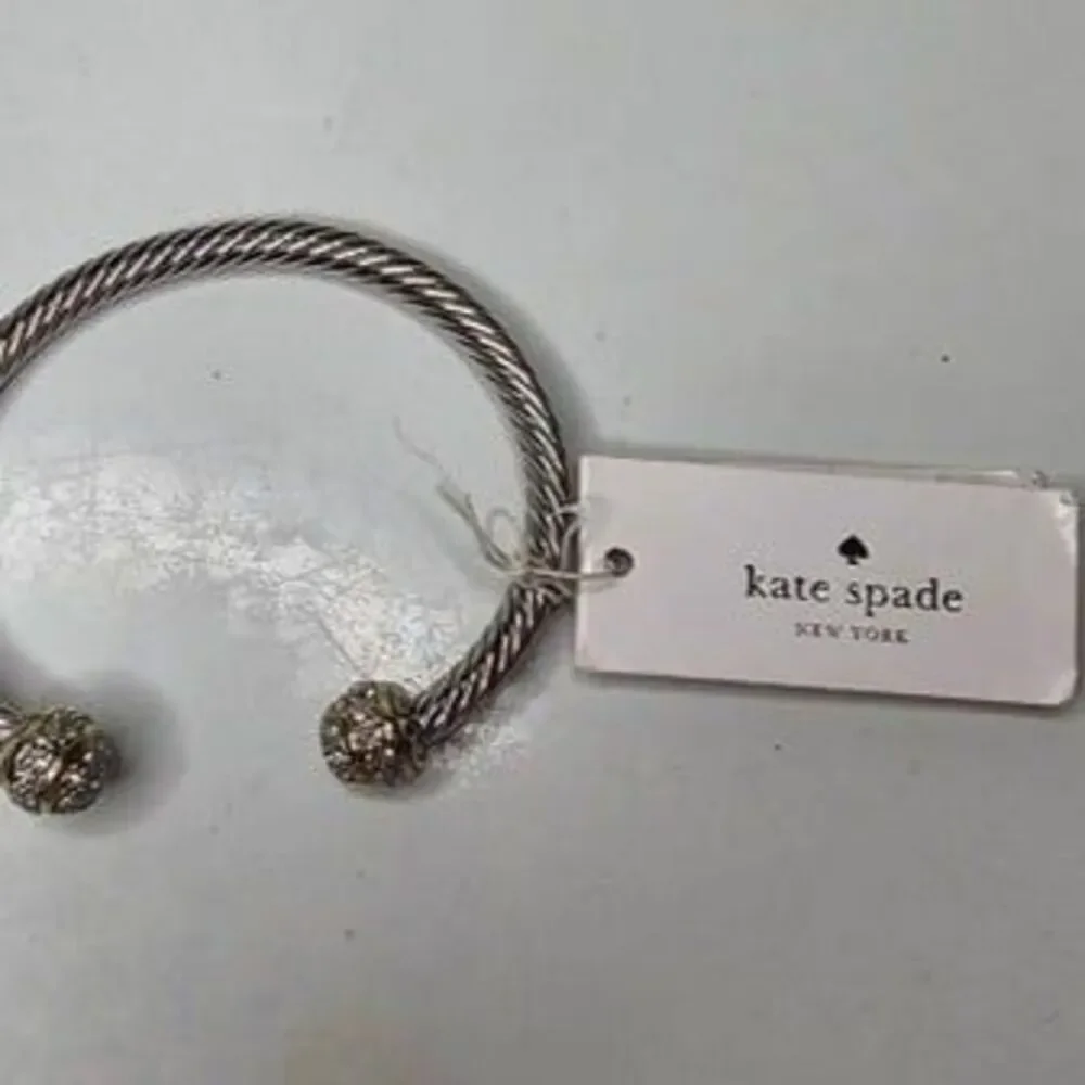 NWT Kate Spade Pave Silver Tone Twist Cuff Bracelet